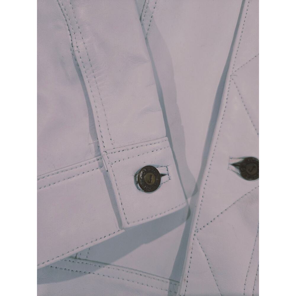 NWOT Zayn Men's 100% Leather Trucker Jacket White 4XL - Picture 11 of 13